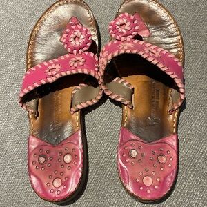 Stephen Bonanno Palm Beach hot pink with baby pink leather sandals.